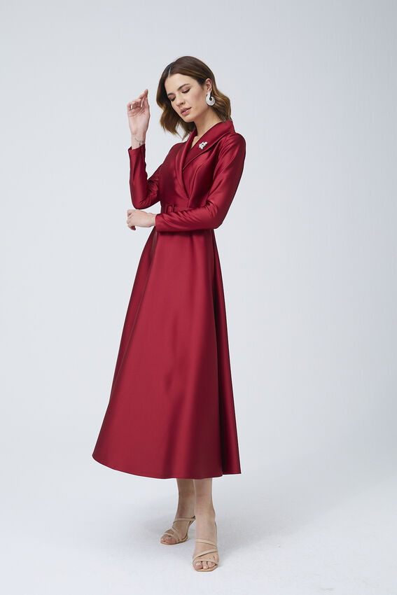 Senna - CATWALK BORDO ELBİSE (1)