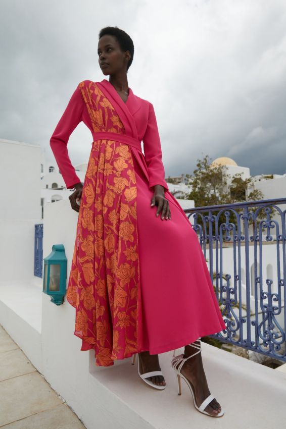 Senna - CONTOURED FLOWERS FUŞYA ELBİSE