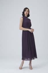 DESPİNA ELBİSE KOYU MOR - Thumbnail