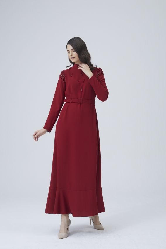 DİVA BORDO ELBİSE