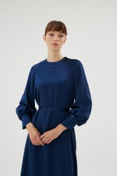 ELIZA LACİVERT ELBİSE - Thumbnail