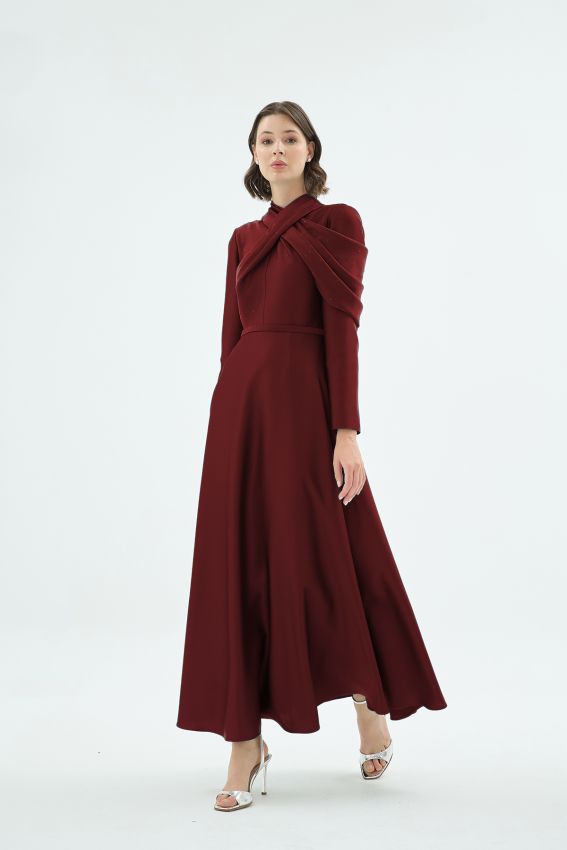  - EMERELLE ELBİSE BORDO