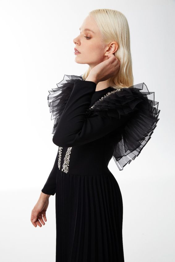 FAMBELLE ELBİSE SİYAH