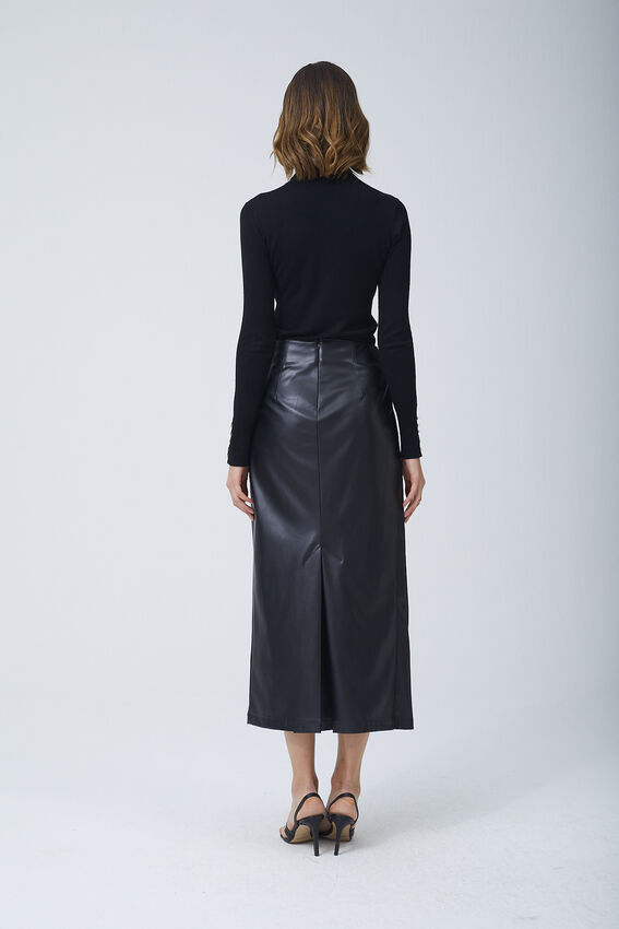 FİYONK DERİ SİYAH ETEK