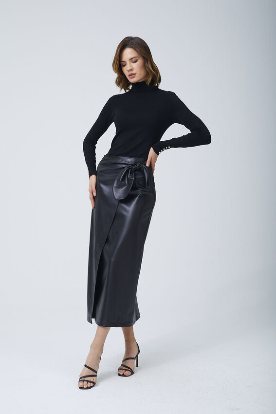 Senna - FİYONK DERİ SİYAH ETEK