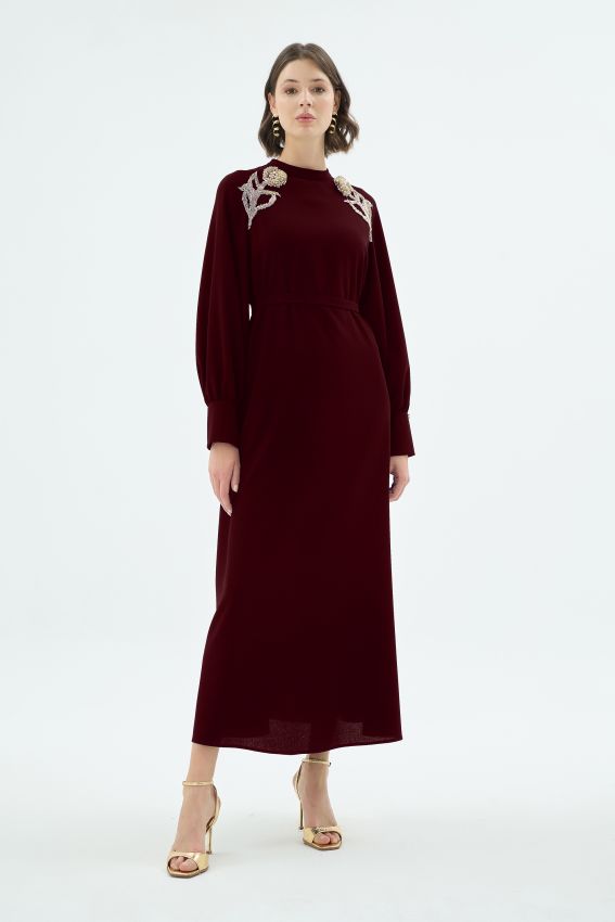 KARLA ELBİSE BORDO