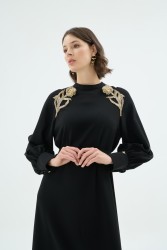 KARLA ELBİSE SİYAH - Thumbnail