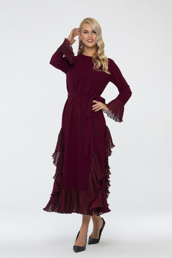 NEW PERİN ELBİSE BORDO