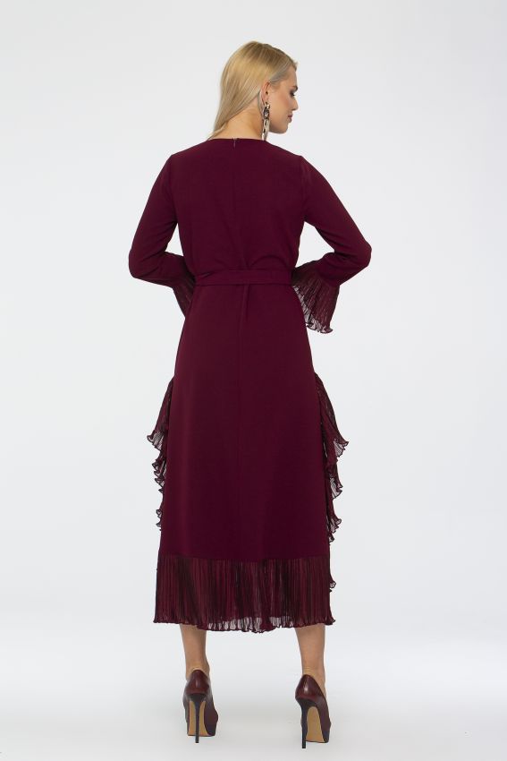 NEW PERİN ELBİSE BORDO