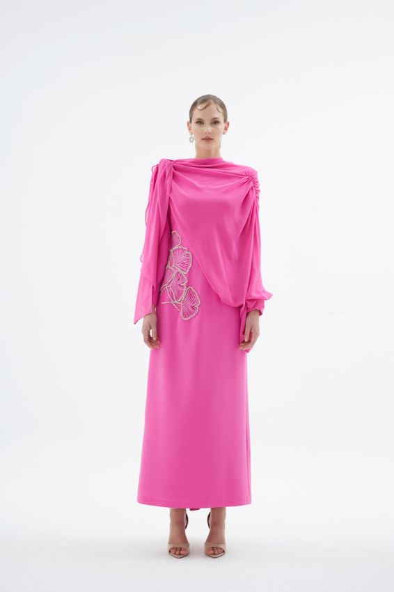 PEONY PEMBE ELBİSE