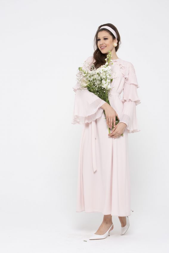 ROMANTİKA ELBİSE TOZ PEMBE